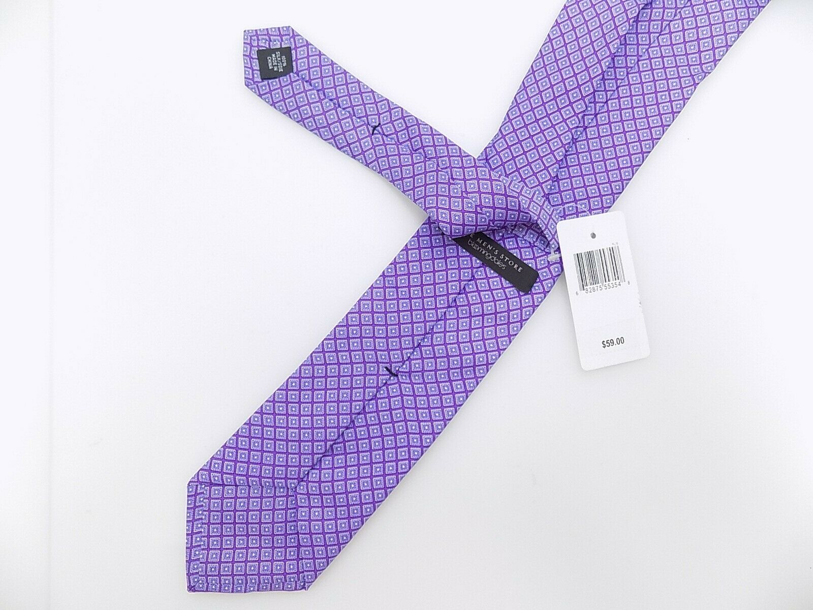 Bloomingdale's Square 100% Silk Classic Tie Purple MSRP $59
