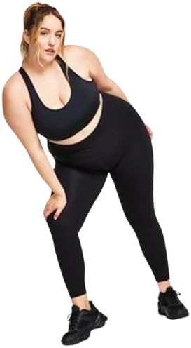 Ideology Women Compression High Waist Pocket 7/8 Length Leggings Black Size 1X