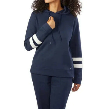 Nautica Womens Lightweight Pullover Sweatshirt Hoodie (Size M, Navy)