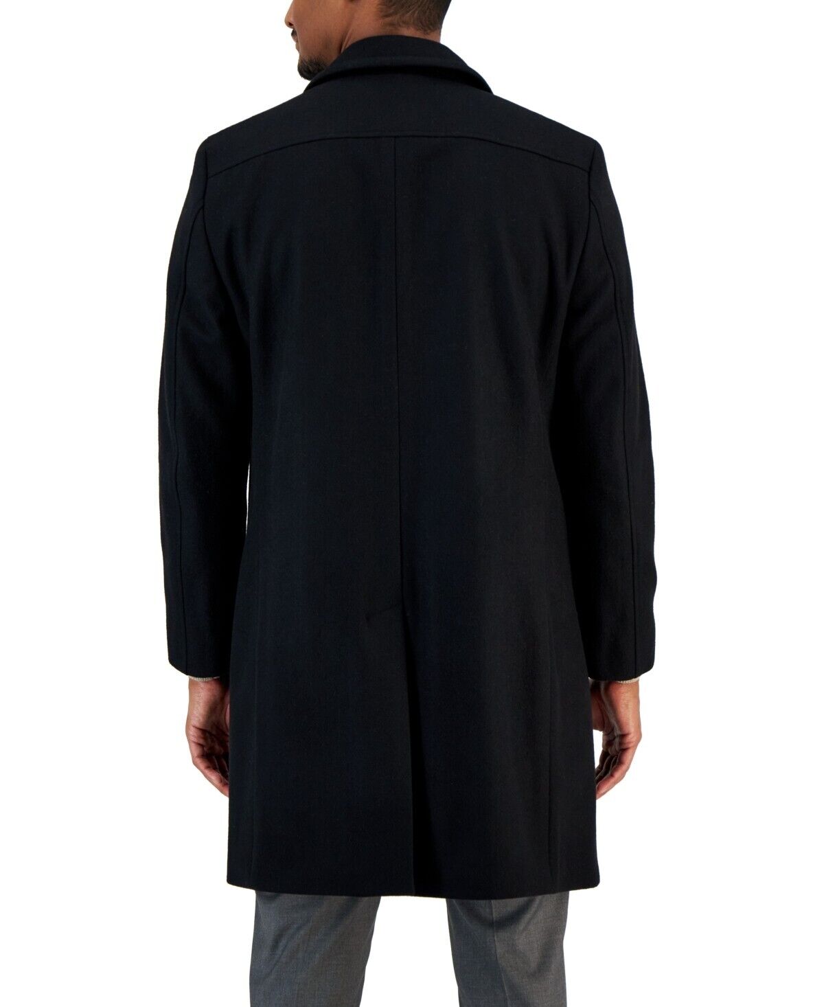 Nautica Men's Classic-Fit Double Breasted Wool Overcoat Black Size 48L MSRP $395