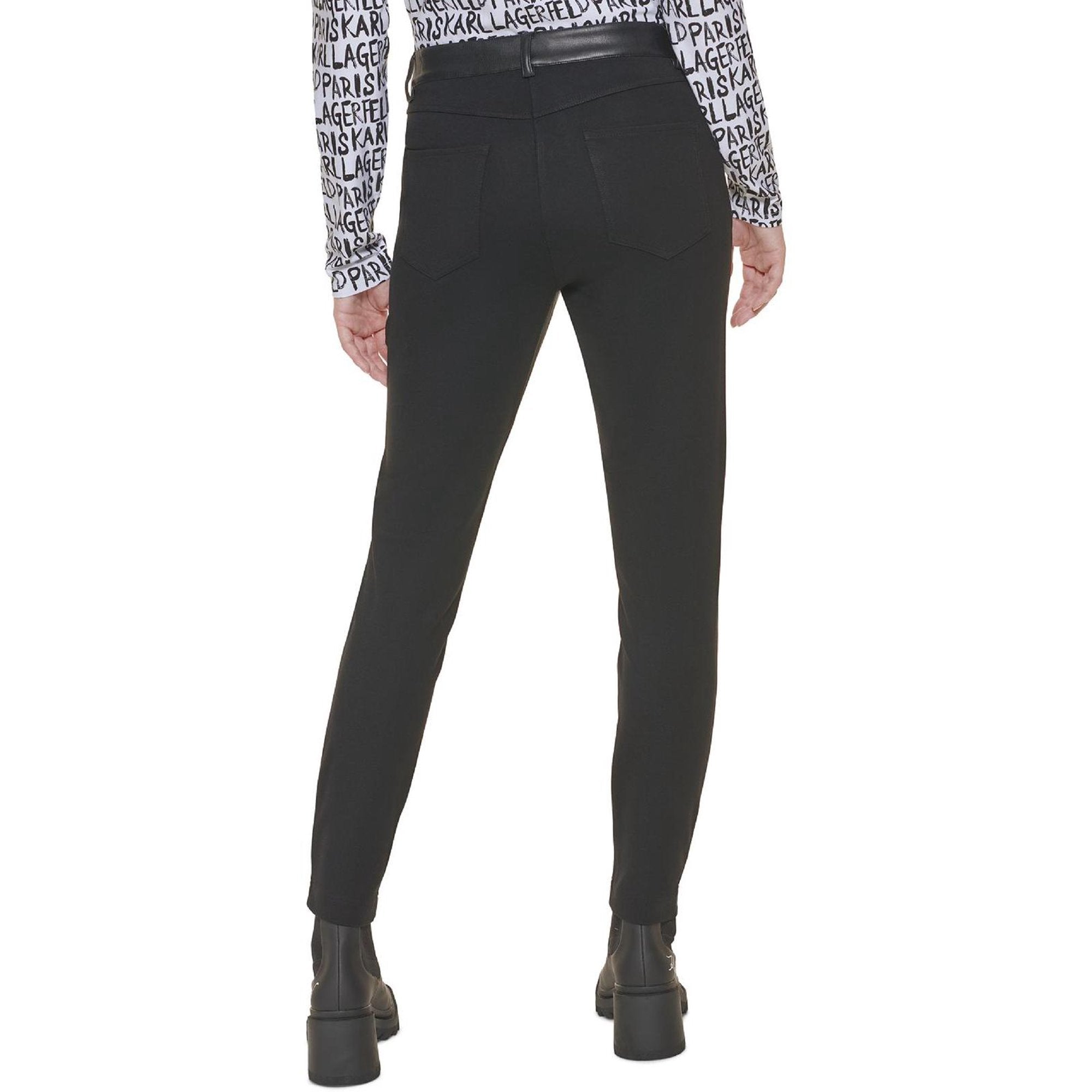 Karl Lagerfeld Paris Womens Faux Leather High Rise Skinny Pants Black Size 6