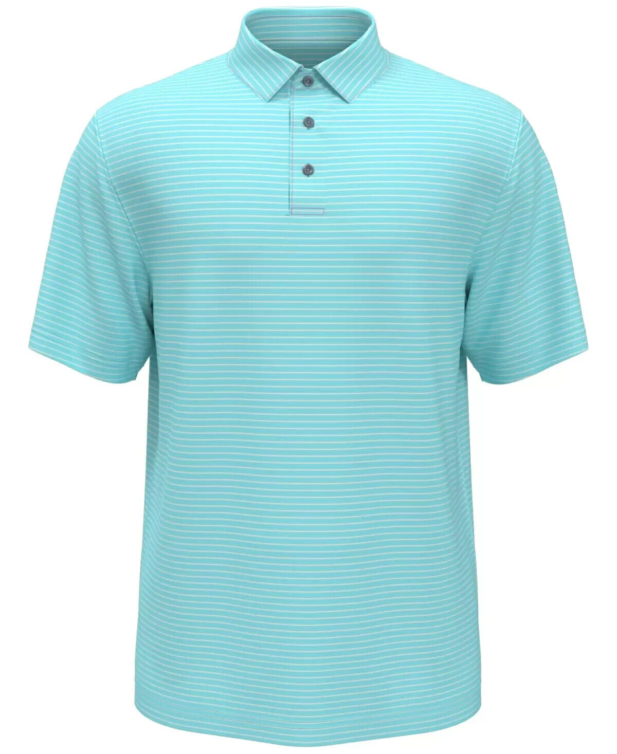 PGA TOUR Men Feeder Stripe Performance Golf Polo Shirt Aqua Blue Size L MSRP $62