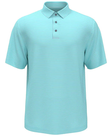 PGA TOUR Men Feeder Stripe Performance Golf Polo Shirt Aqua Blue Size L MSRP $62