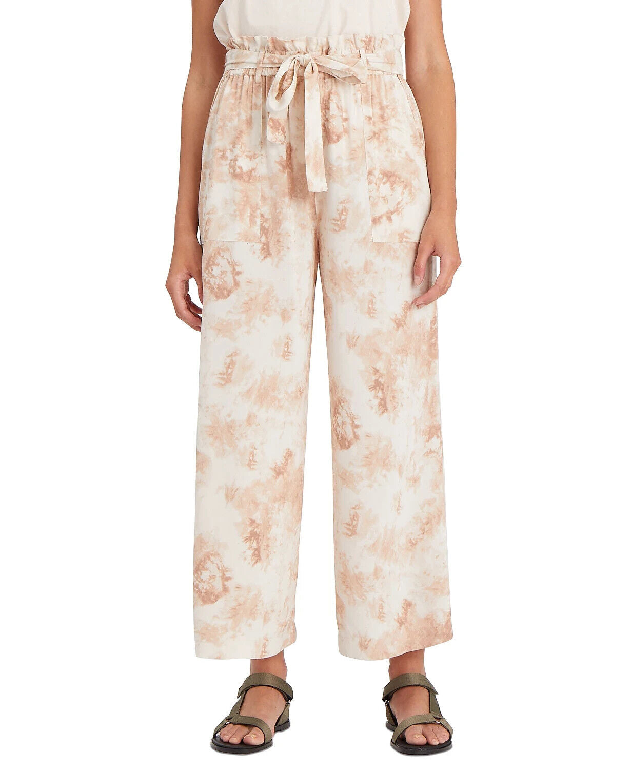 Sanctuary womens High Tide Floral-Print Cropped Pants Beige Size XS MSRP $129