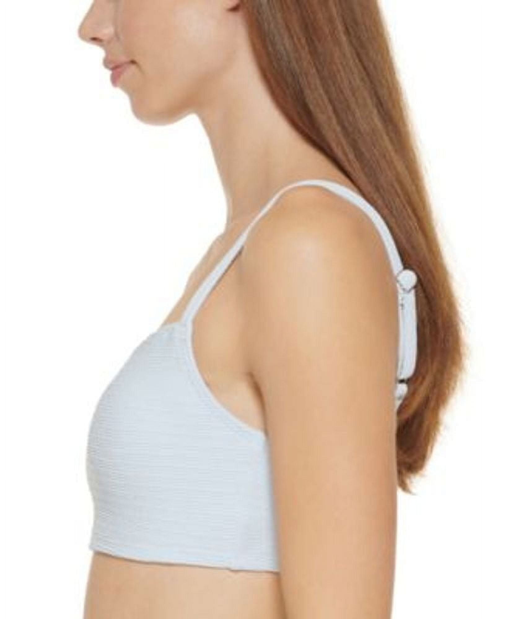 DKNY Women's Textured Bralette Bikini Top Women's Swimsuit Blue Size M