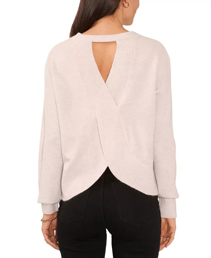 1.STATE Women's Long Sleeve Cozy Wrap Back Sweater LIGHT BROWN Size S MSRP $89