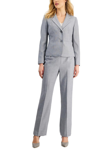 Le Suit Womens Plus Herringbone Pant Suit Gray Size 18 MSRP $225