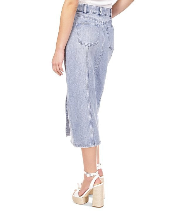 Michael Kors Women's Button-Front Denim Midi Skirt Blue Size 14 MSRP $145