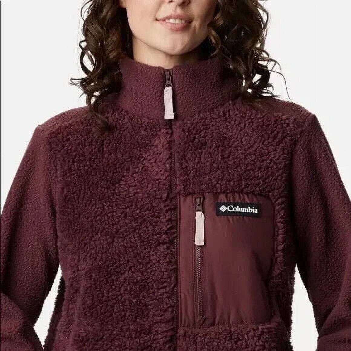 Columbia Women s Lodge Sherpa Full Zip Fleece Wine purple Size S