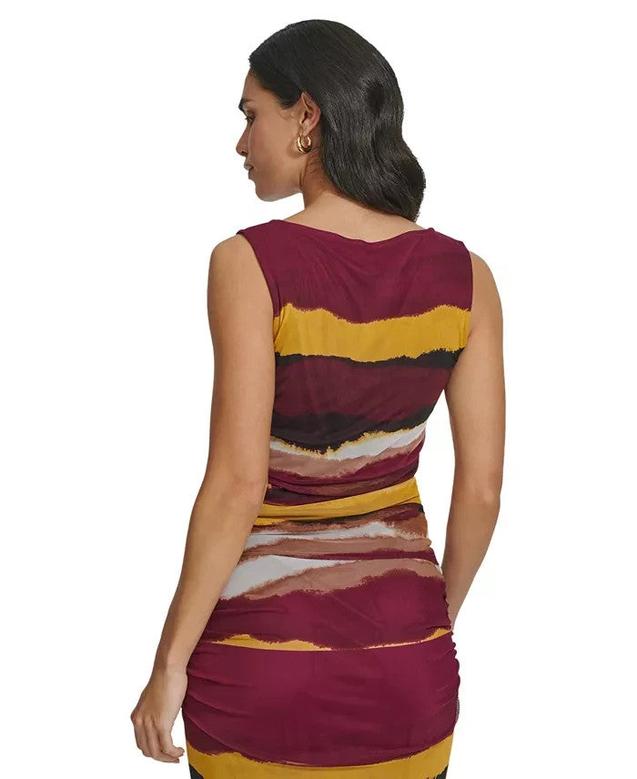 Calvin Klein Womens Sleeveless Printed Top Purple Yellow Size S MSRP $60