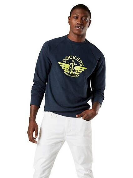 Dockers Men's Regular-Fit Logo-Print Sweatshirt Navy Blue Size M