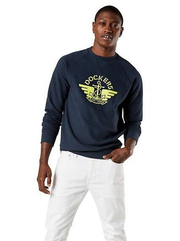 Dockers Men's Regular-Fit Logo-Print Sweatshirt Navy Blue Size M