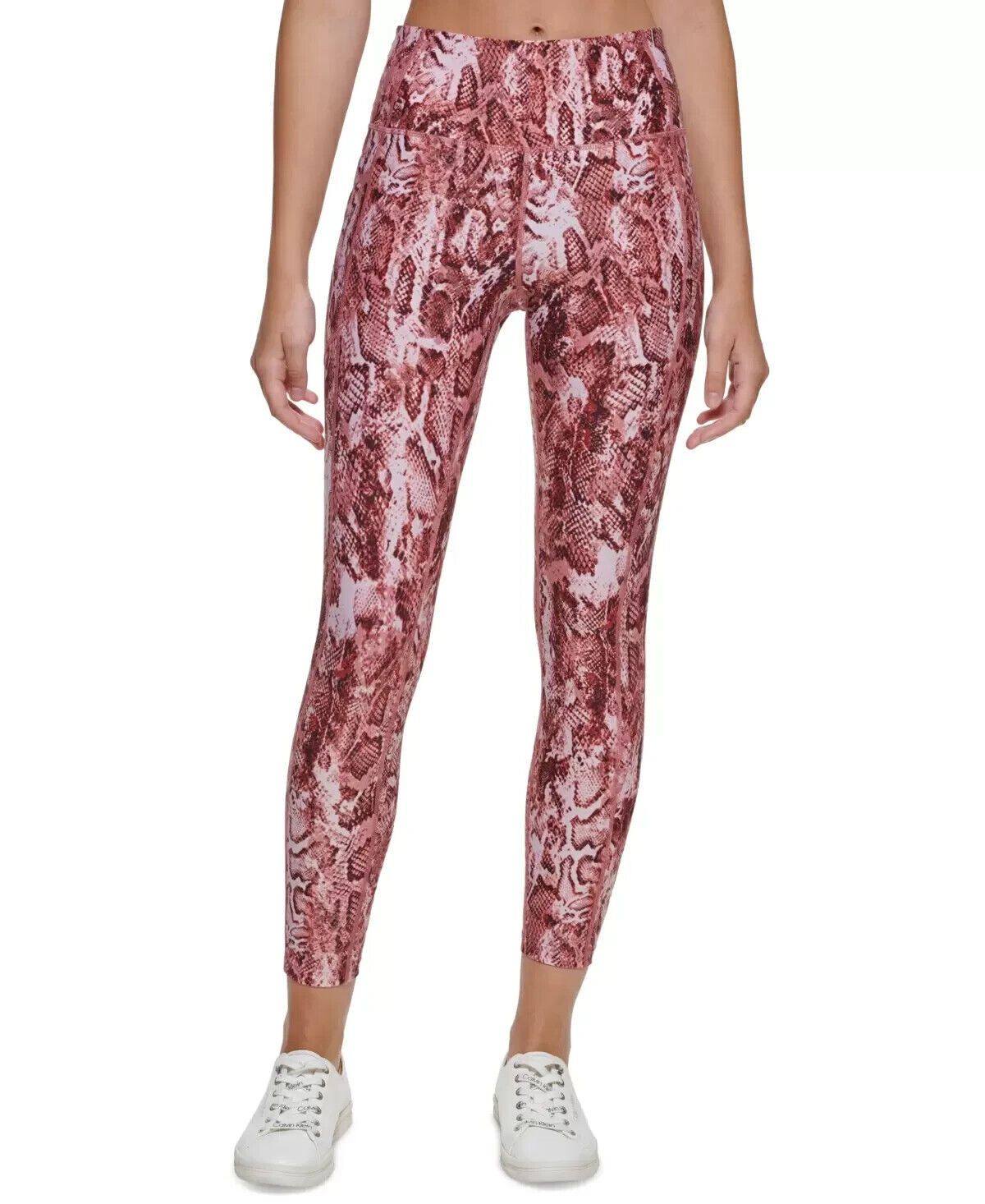 CALVIN KLEIN PERFORMANCE Printed High-Waist 7/8 Length Leggings Pink Size XL $60
