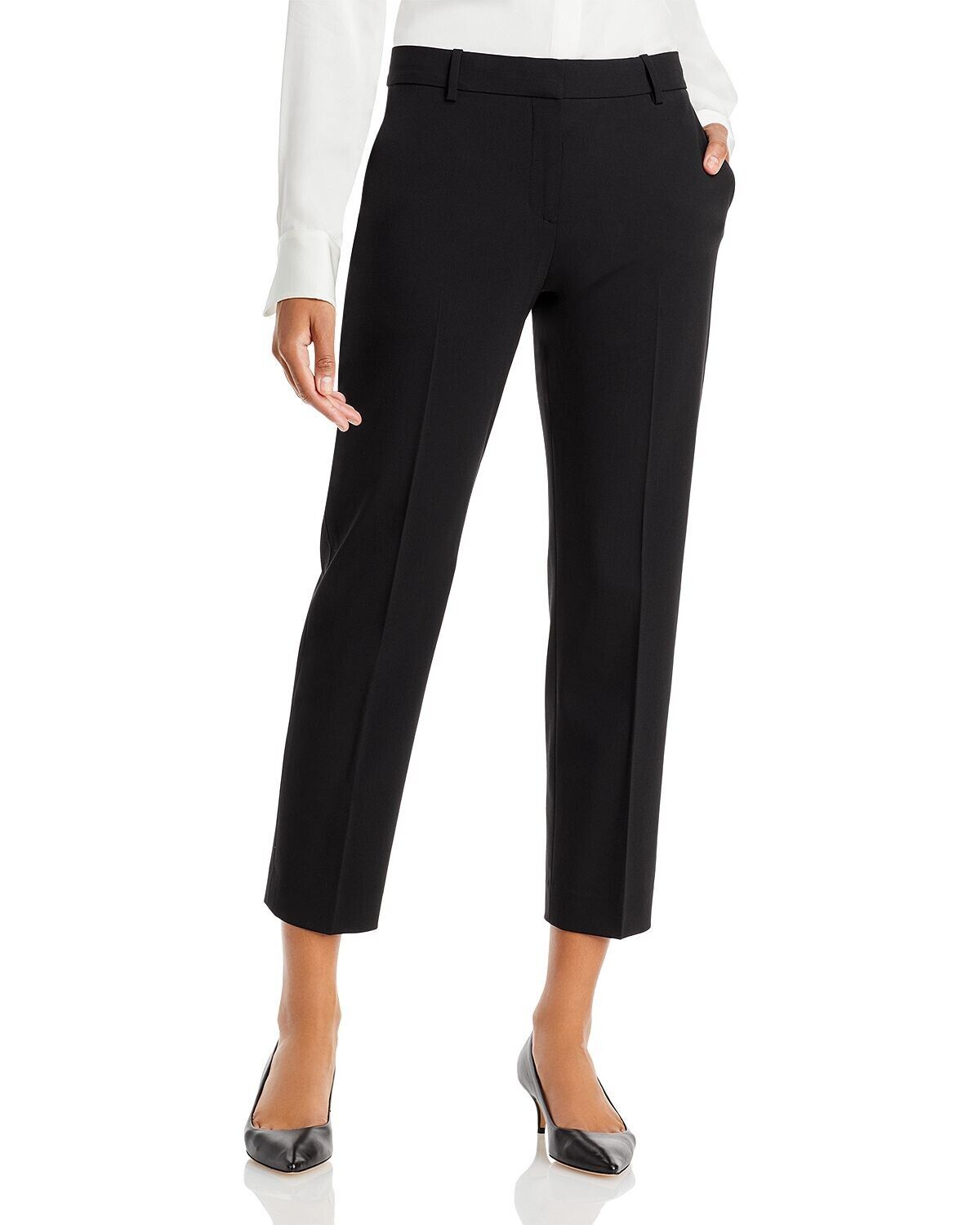 Theory Treeca Wool-Blend Cropped Pants Navy Size 12 MSRP $275