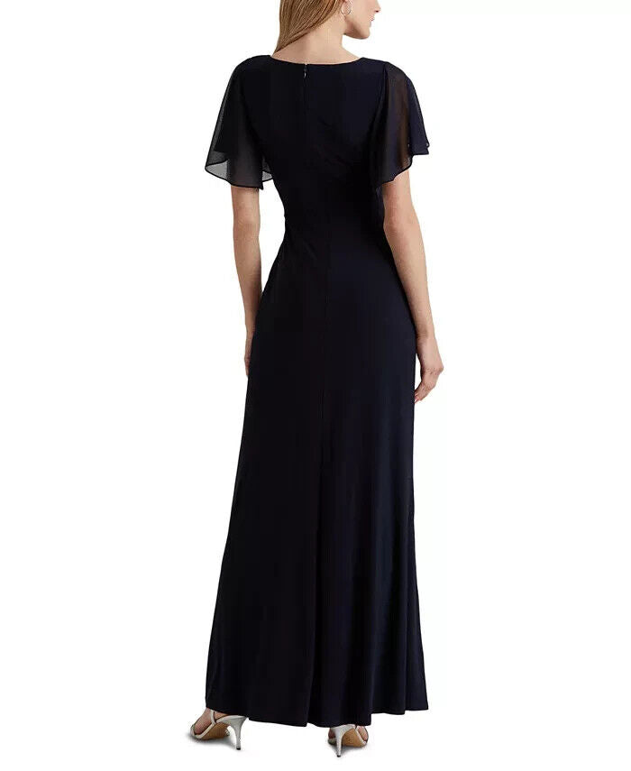 LAUREN RALPH LAUREN Boatneck Evening Gown Navy Blue Size 2 MSRP $210