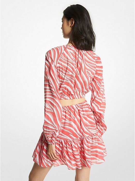 Michael Kors Women's Cotton Zebra Cutout Dress geranium Red Size XS MSRP $195