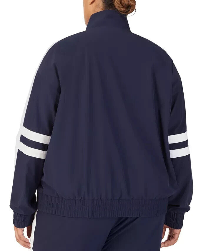 FILA Plus Size 1X Jovia Zip-Front Logo Track Jacket Navy Blue MSRP $70