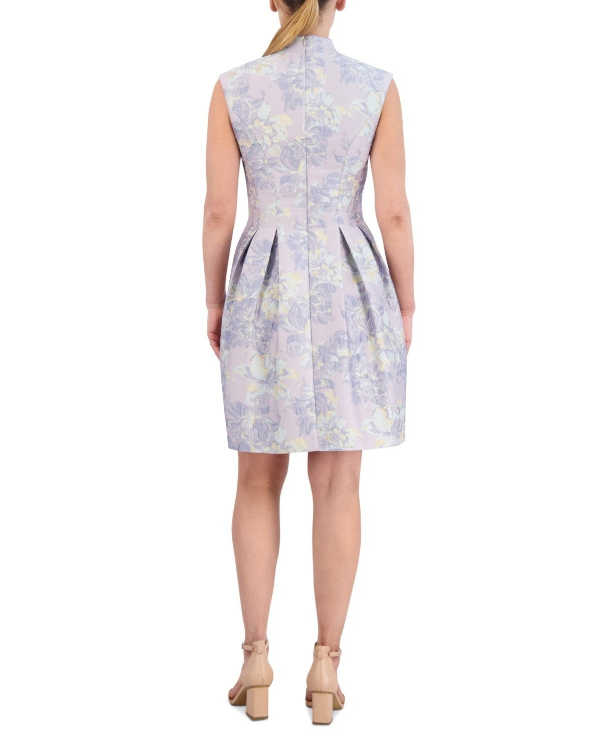 Vince Camuto Floral-Jacquard Sweetheart-Neck Fit Flare Dress Purple Size 2 $188
