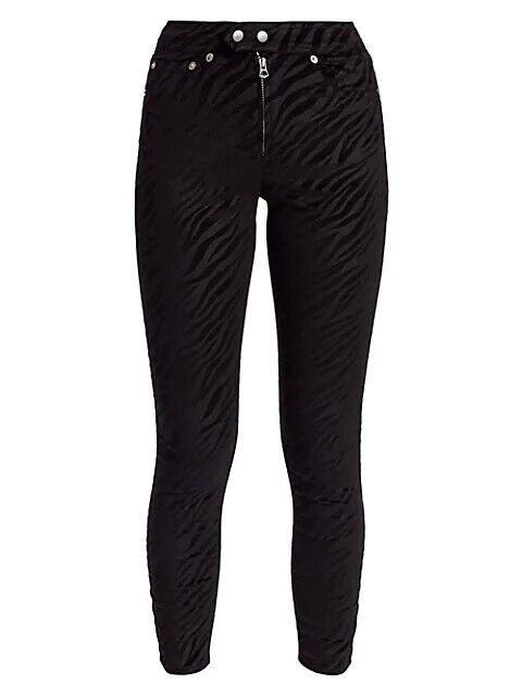 Rag & Bone BLACK Women's Nina Zebra-Stripe Skinny Ankle Jeans US Size 26 $295
