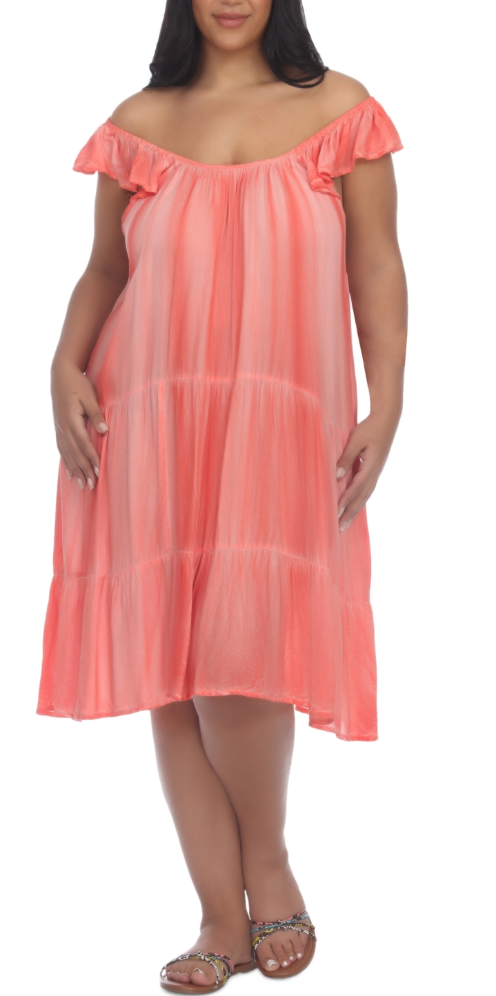 Raviya Women's Tiered Dress Cover Up Swimsuit Orange Size L
