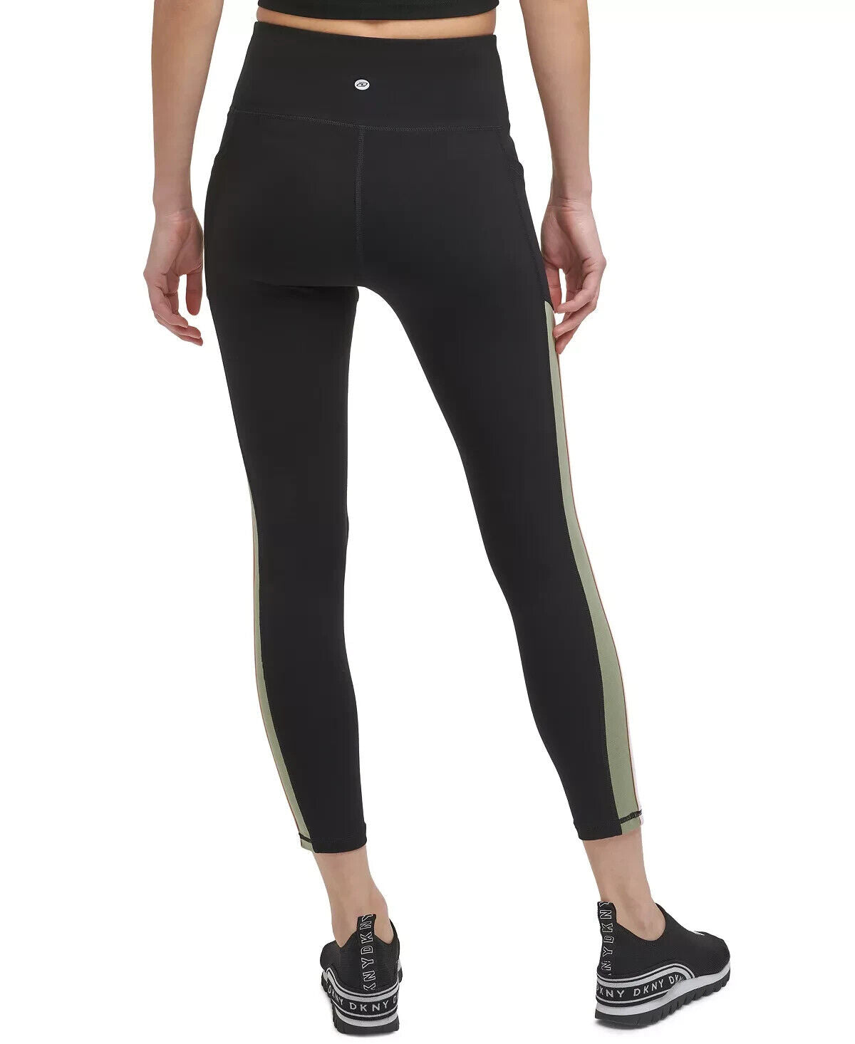 DKNY SPORT Women's Striped-Side 7/8 Leggings Black Size XS MSRP $60