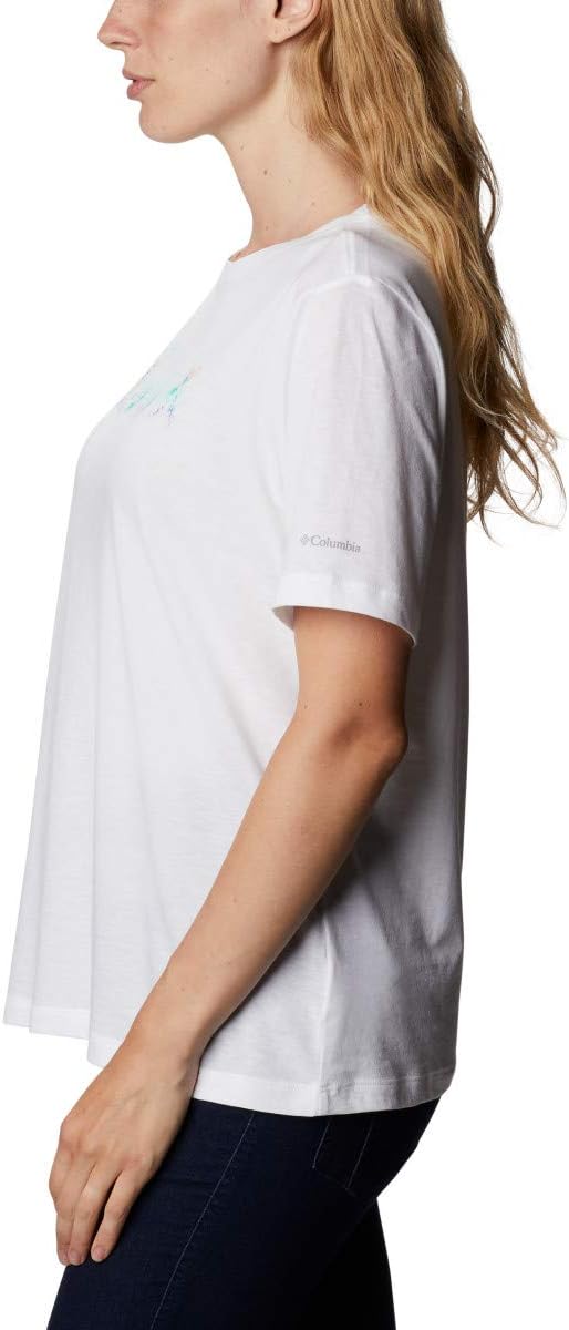 Columbia Women's Bluebird Day Relaxed Crew Neck, White/Wind Floral, 3X Plus
