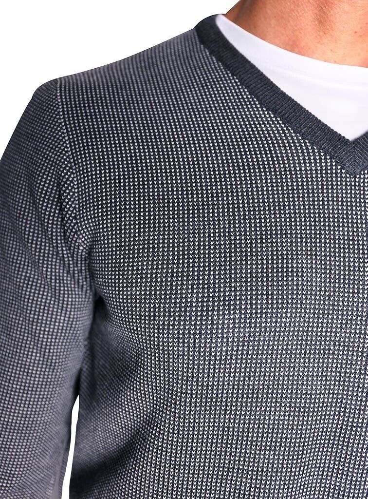 TAILORBYRD MELANGE BIRDSEYE V-NECK SWEATER Gray Size M