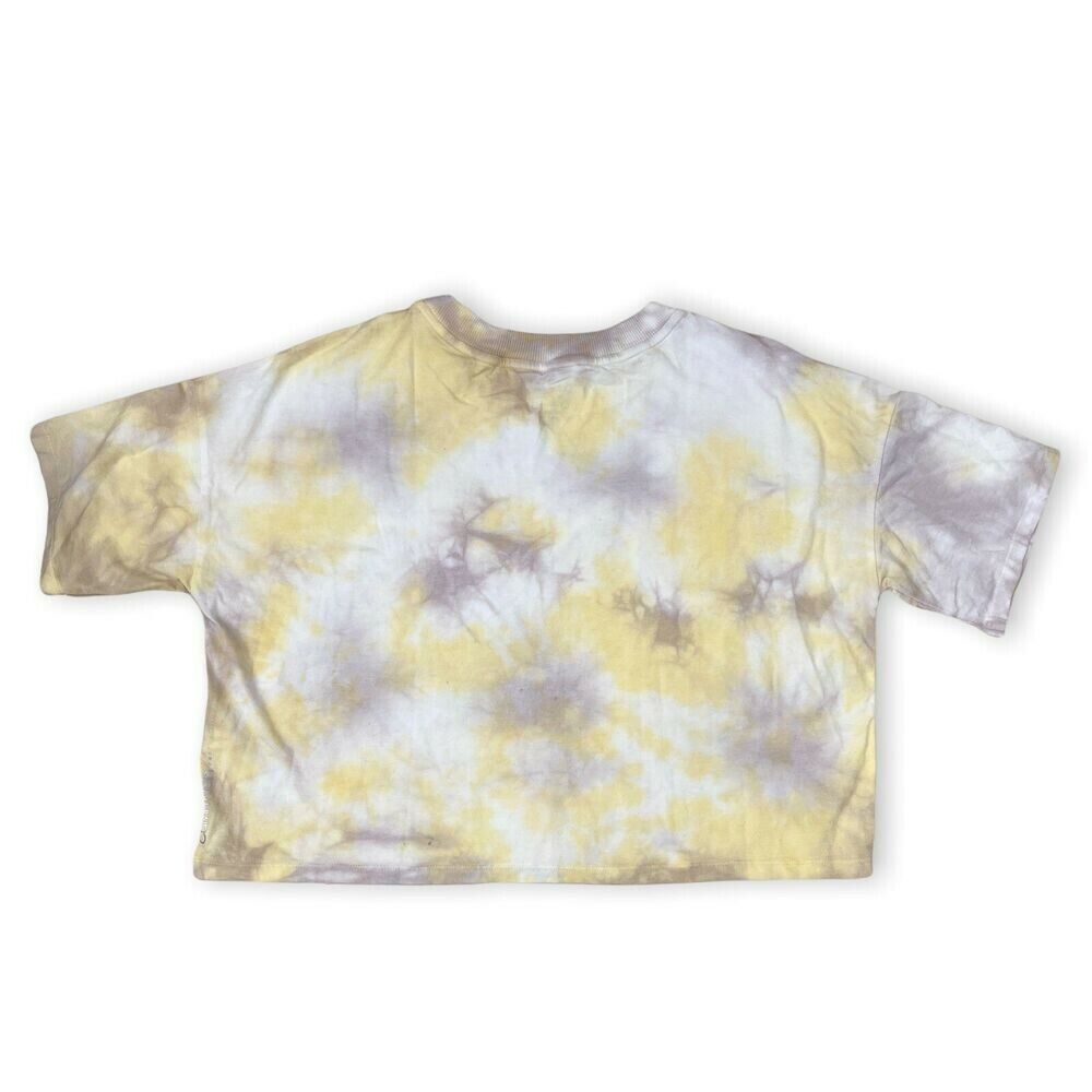 Calvin Klein Performance Cropped Tie-Dyed T-Shirt Gray Yellow Size L MSRP $45