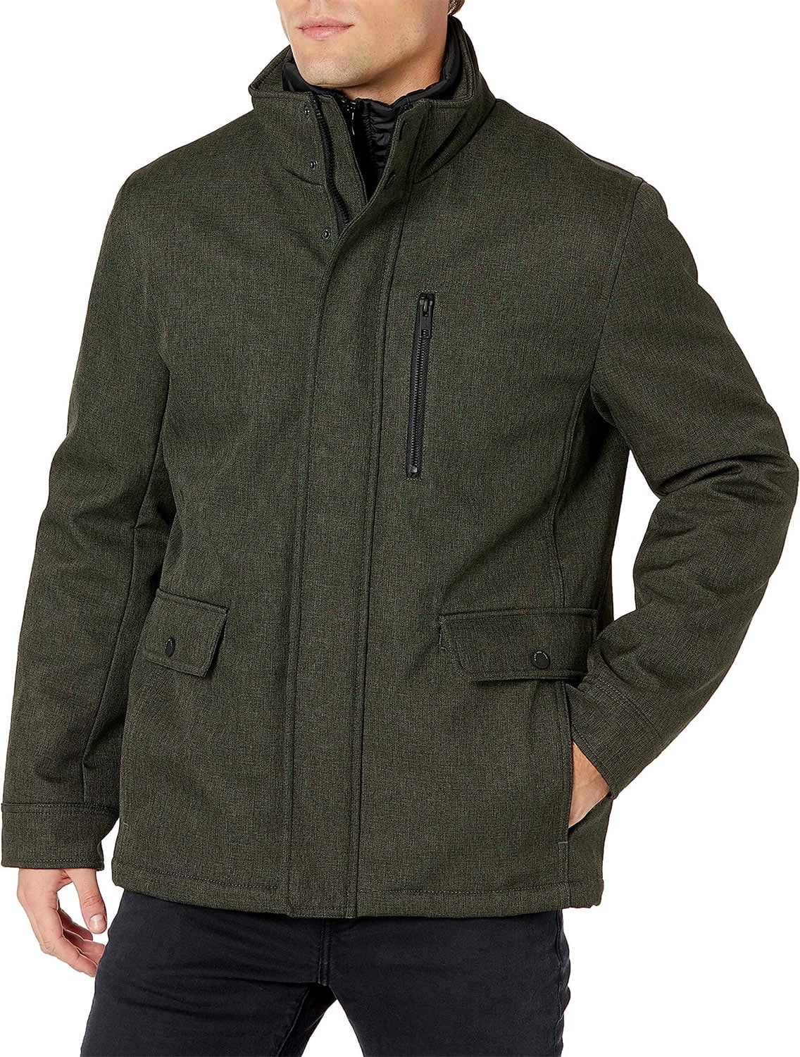 Marc New York Mens Mullins Melange Tech Shell Mid Length Jacket Size XL Olive