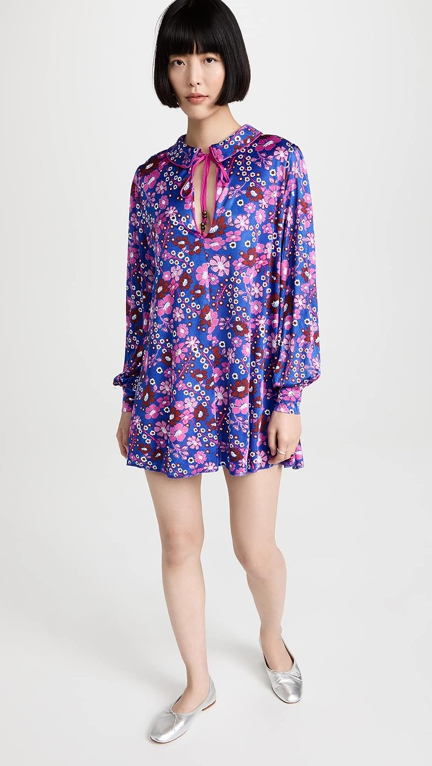 Free People Women's Daisy Jane Mini Dress, Botanical Combo, Floral, Blue, Size S