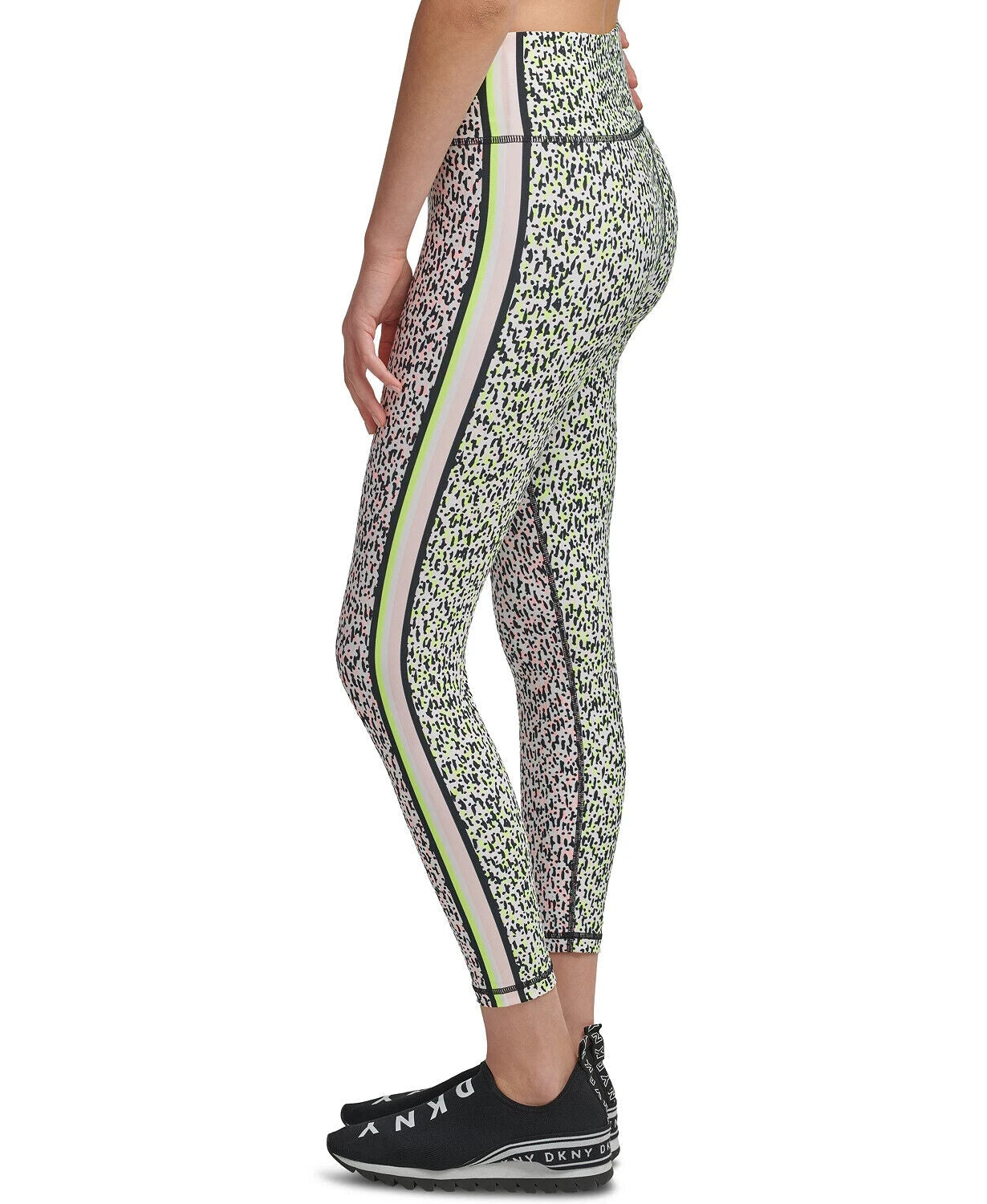 DKNY Womens Printed Side-Striped Leggings white Size S MSRP $60