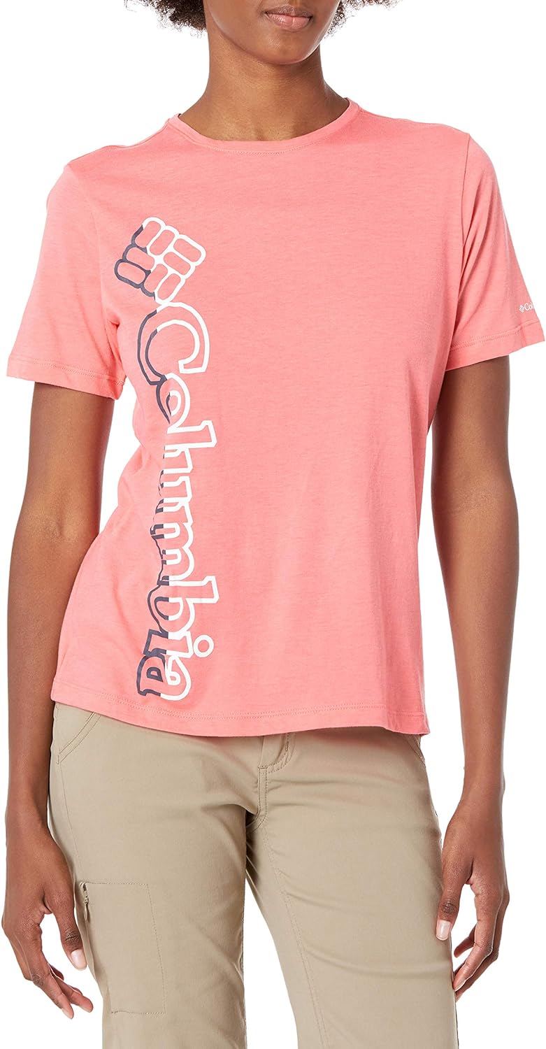 Columbia Women's Bluebird Day Relaxed Crew Neck, Salmon Heather, Plus 1X