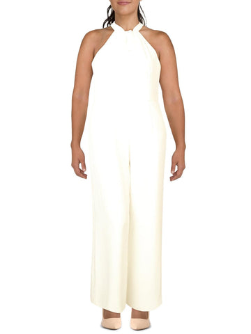 Julia Jordan Womens Crepe Halter Jumpsuit Ivory Size 16