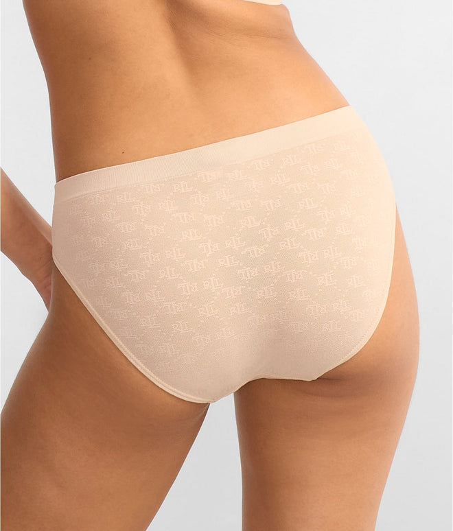 Lauren Ralph Lauren Monogram Mesh Bikini Brief Underwear 4L0048 Beige, Size S