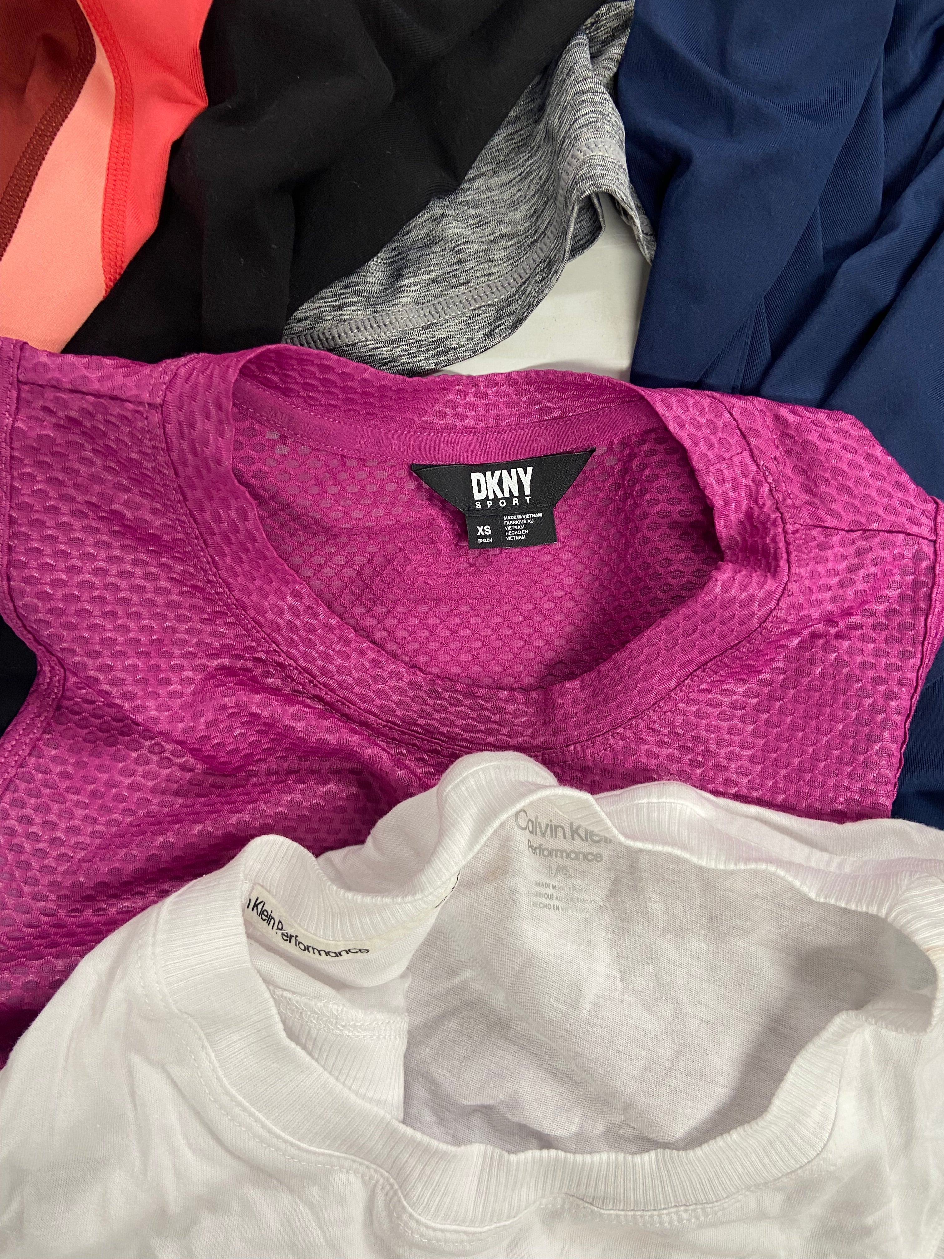Women's Clothing Activewear Wholesale Lot, DKNY, CK PERFORMANCE, COLUMBIA, NATORI, BASS OUTDOOR 15 items, Shelf Pulls, MSRP $515