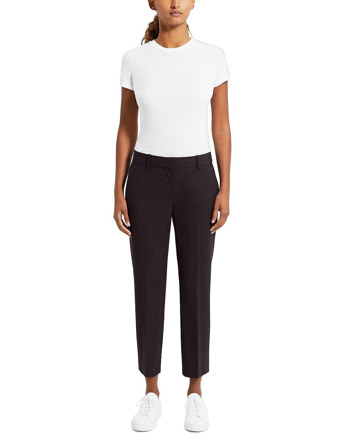 Theory Treeca Wool-Blend Cropped Pants Navy Size 12 MSRP $275