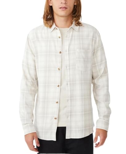 COTTON ON Mens Camden Plaid Collared Button-Down Shirt White Size XL