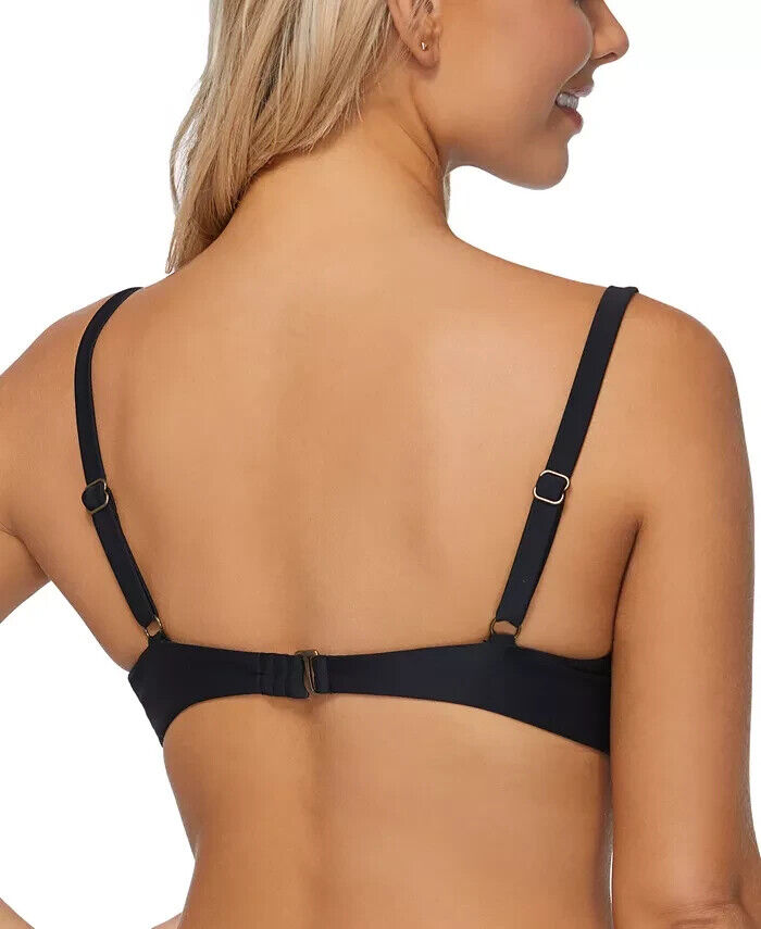 ISLAND ESCAPE Sahara Solids Gemini Bikini Top Black Size 16