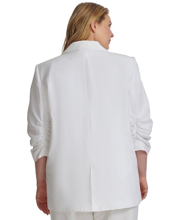 Calvin Klein Ruched 3/4-Sleeve Blazer - White Plus Size 22W MSRP $159