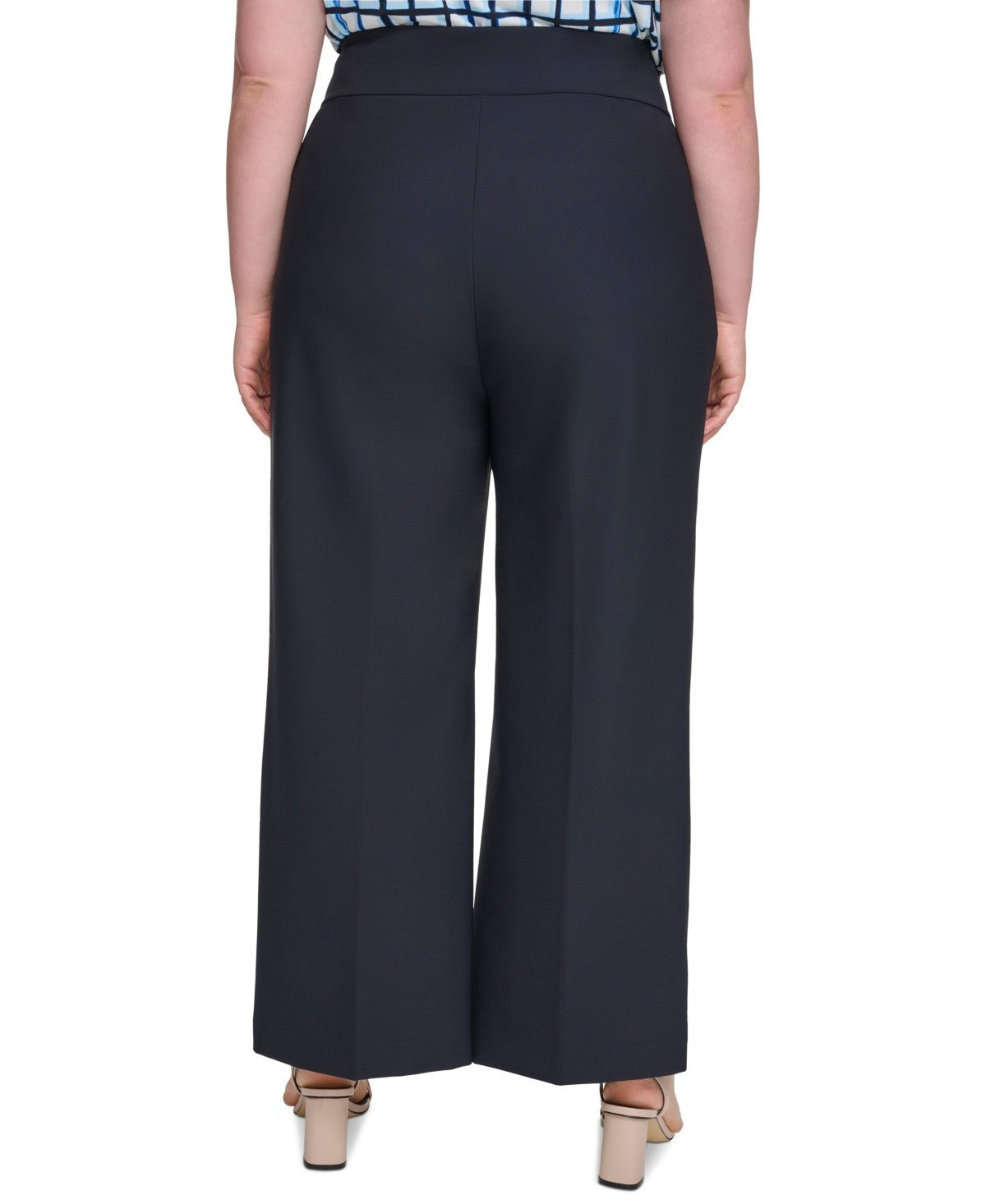 Calvin Klein Plus Size 14W Scuba-Crepe Wide-Leg Pants Black MSRP $109