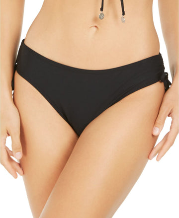 DKNY Solid Ruched-Side Bikini Bottoms Black Size XS
