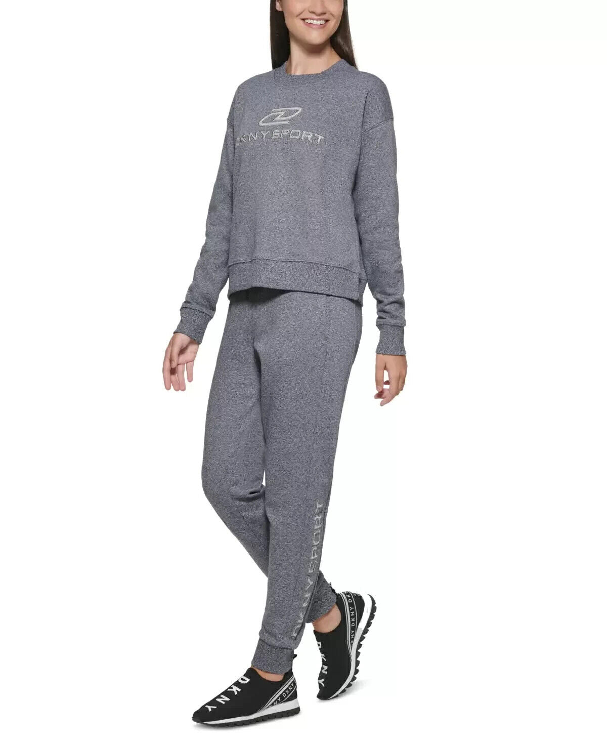 DKNY SPORT Women's Embroidered Logo Cotton Sweatshirt Gray Size XS MSRP $60