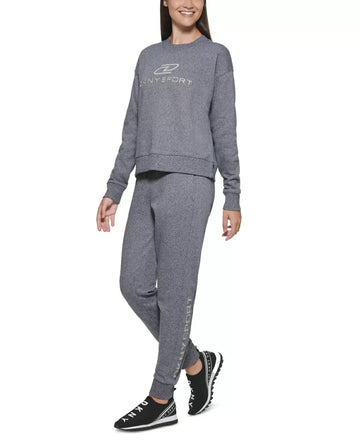 DKNY SPORT Women's Embroidered Logo Cotton Sweatshirt Gray Size XS MSRP $60