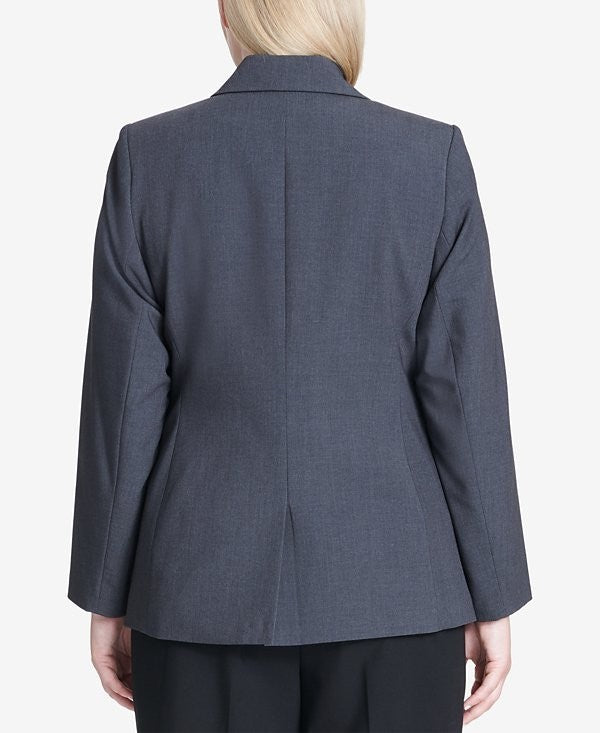 Calvin Klein Plus Size 22W One-Button Blazer Gray MSRP $100