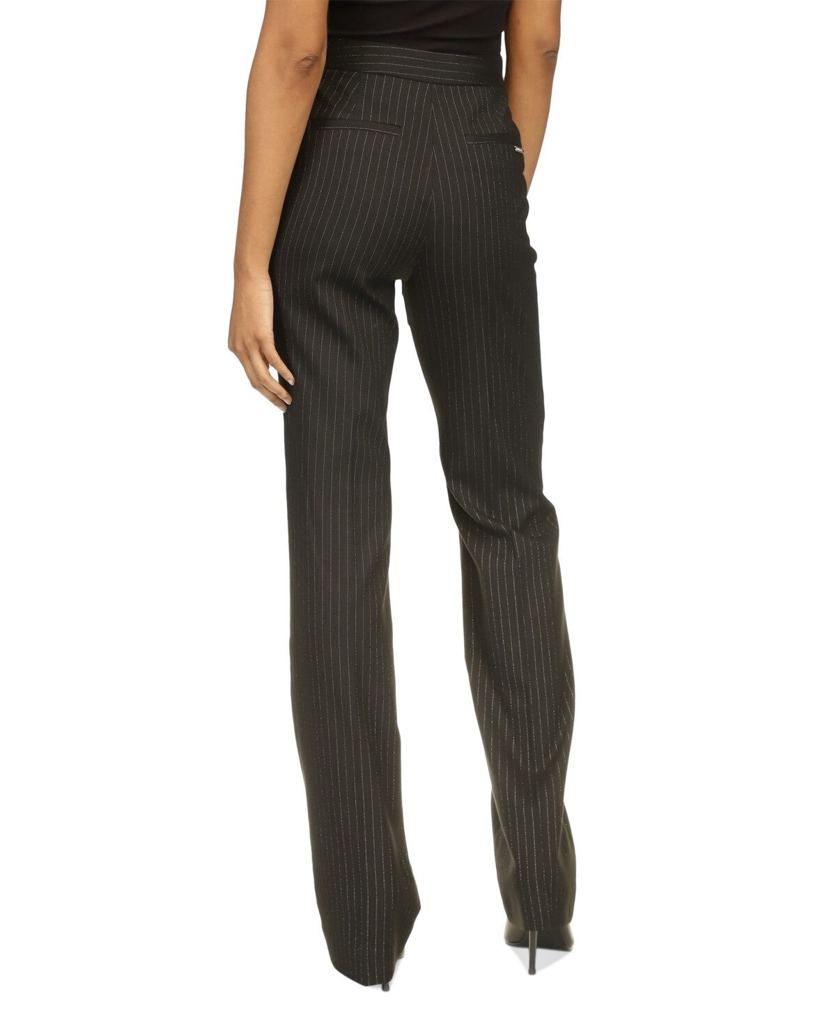Michael Kors Women's Pinstriped Boot-Cut Trousers Black Size 10 MSRP $155