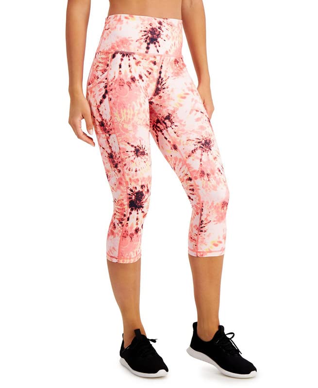 Ideology Women's Performance Printed Cropped Leggings (Dye Peachberry, X-Large)
