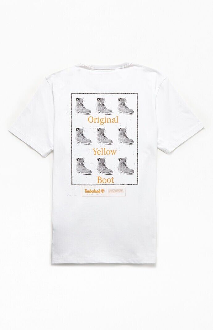 TIMBERLAND Men's Archive Original Yellow Boot Logo Graphic T-Shirt White Size S