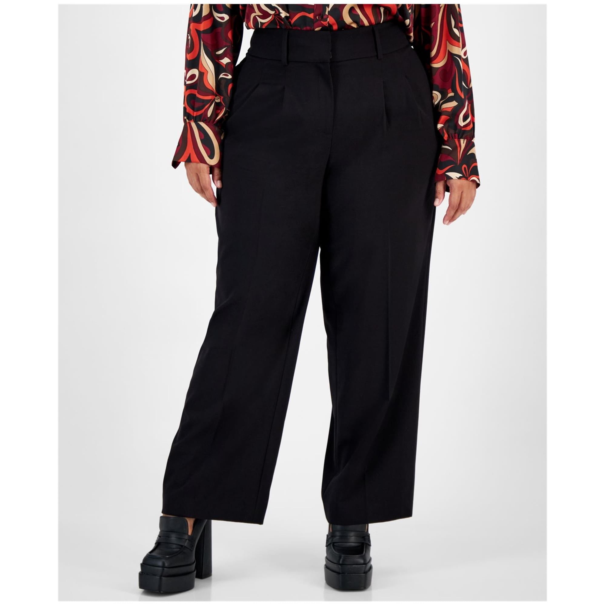 Bar III Womens Plus Mid Rise Office Dress Pants Black Size 20W MSRP $79