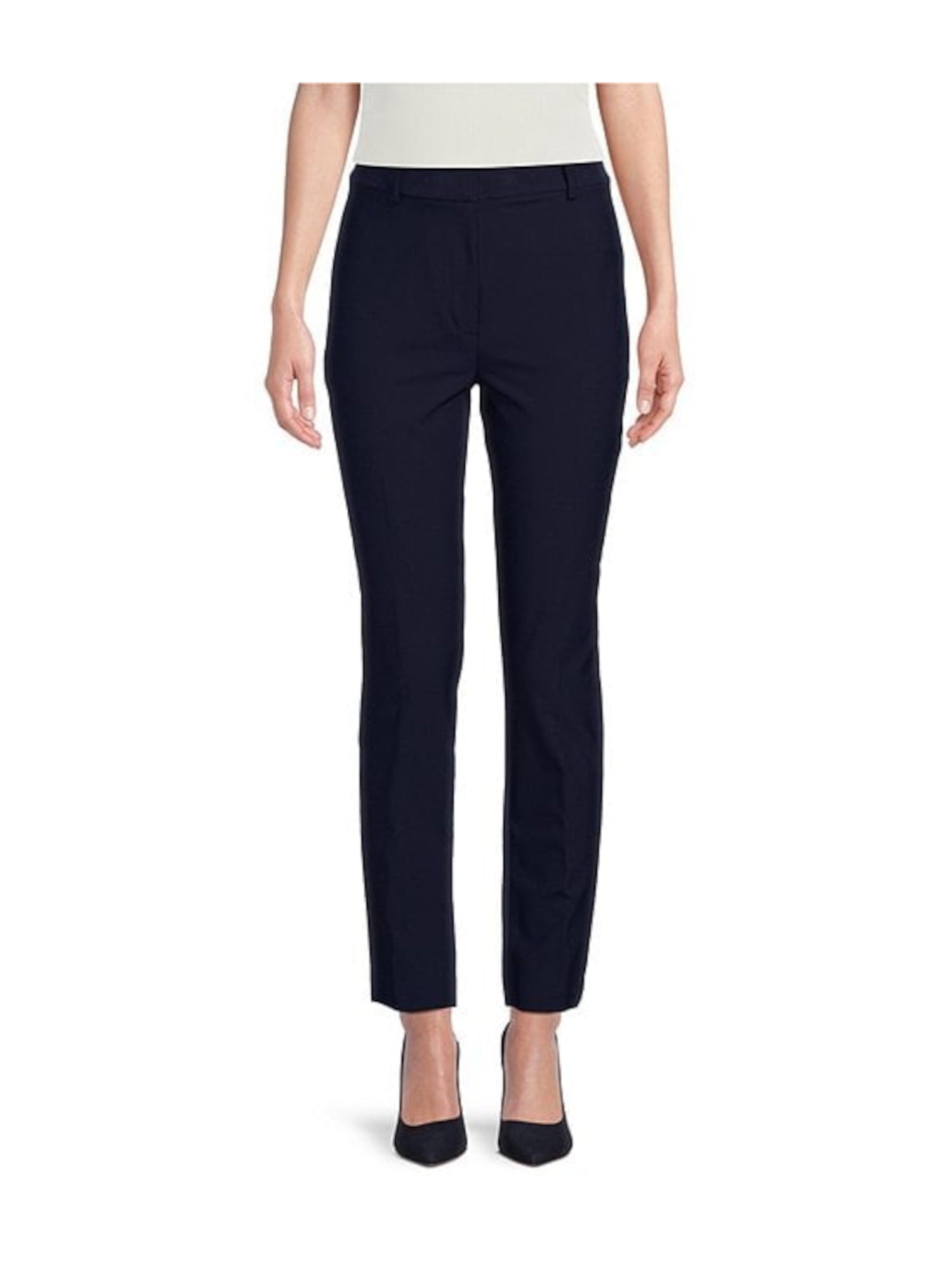 CALVIN KLEIN Black Stretch Zippered Pocketed Ankle Straight leg Pants Size 4