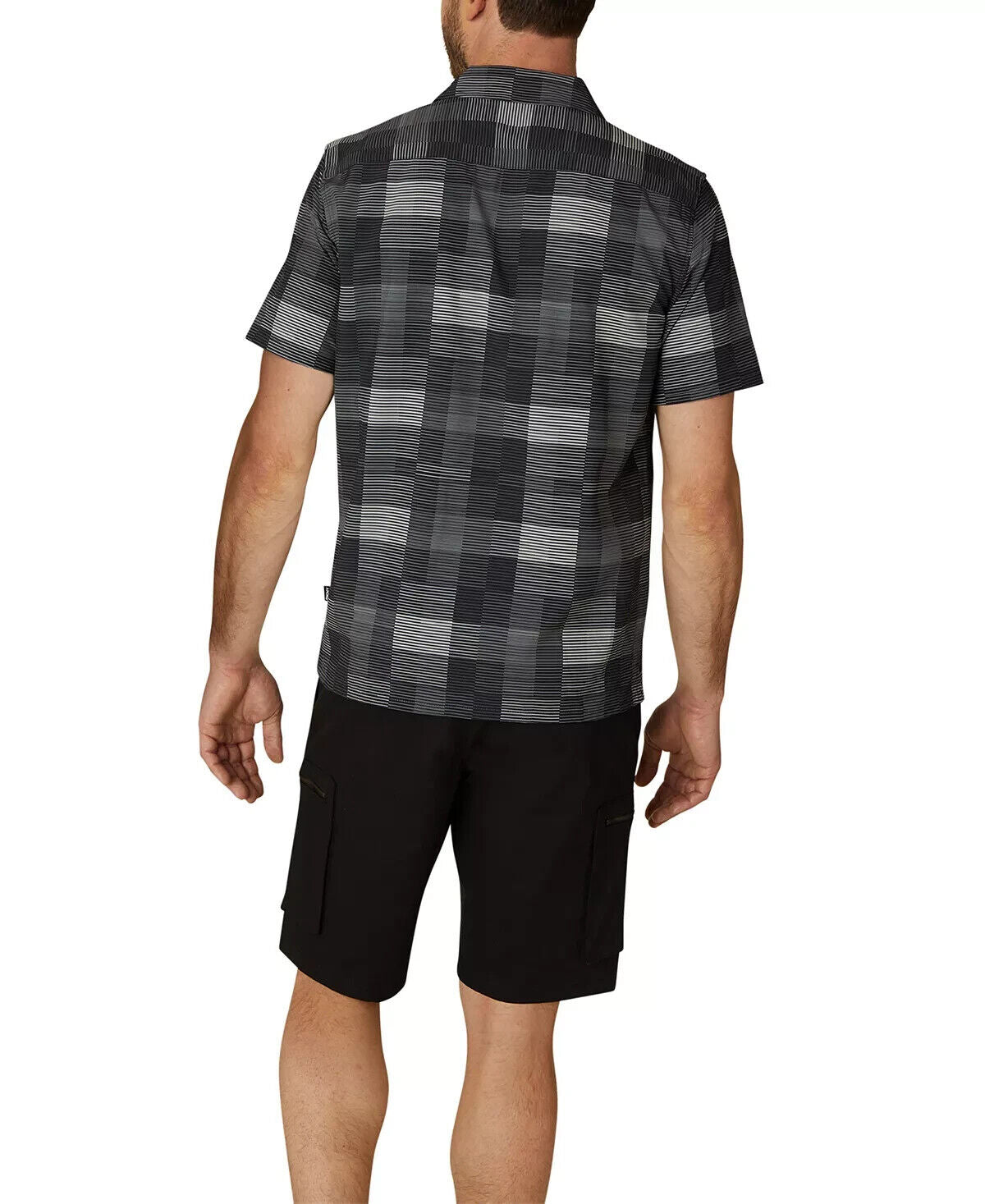 Dkny Men's Warwick Regular-Fit Stretch Stripe Check Shirt Gray Size S MSRP $70